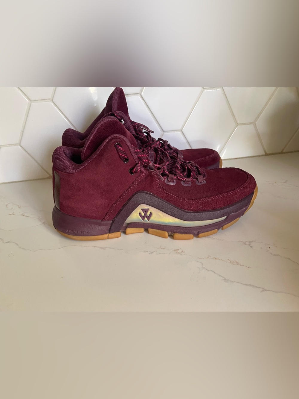 adidas Men's Burgundy Suede Athletic Sneakers with Gum Outsole